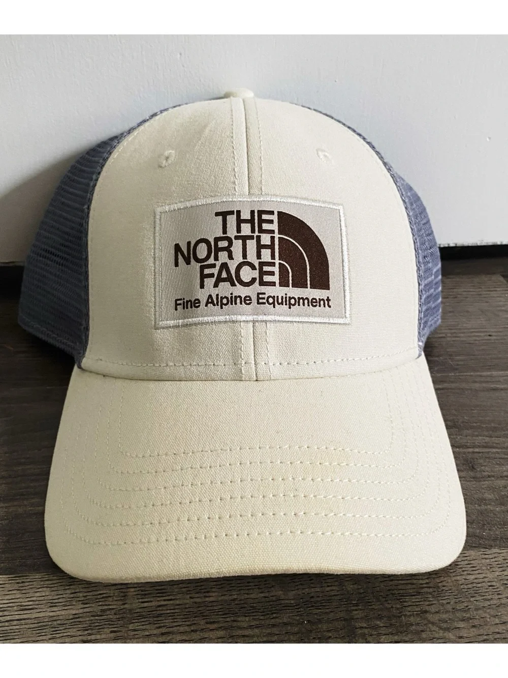 The North Face Ivory and Grey Two Tone Colorblock Trucker Hat